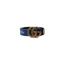 Gucci x Adidas Black and Blue Leather Marmont GG Belt 406331 In Size 85 34