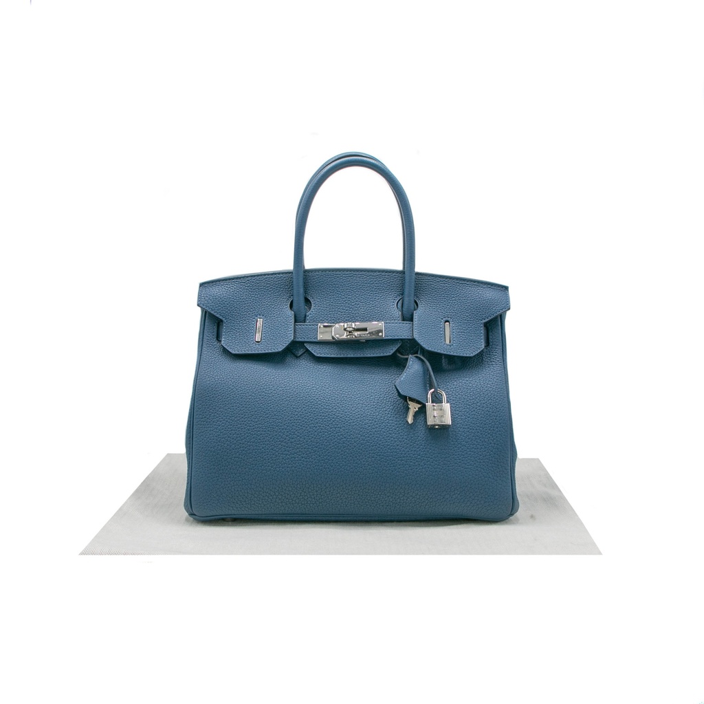 Hermes Birkin 30 Togo Silver Hardware Dark Blue Year 2019 Like New