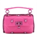 Valentino Leather Roman Stud Top Handle Bag Small Pink