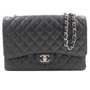 Chanel Vintage Classic Single Flap Bag Quilted Caviar Maxi