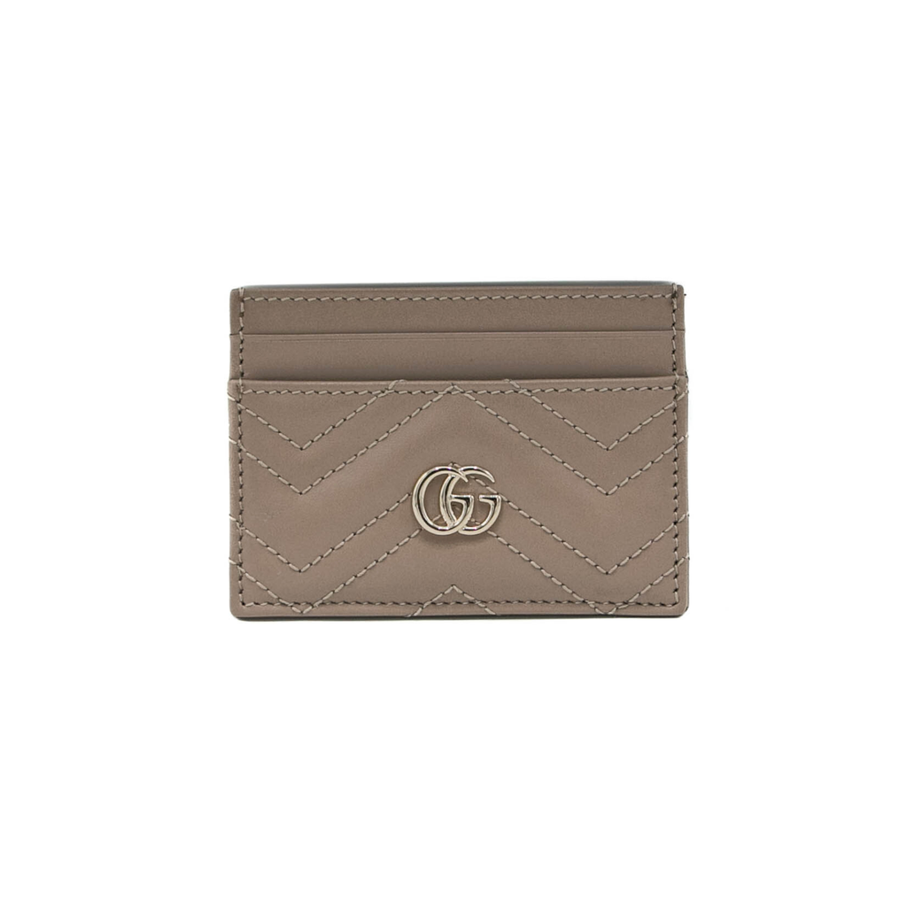 [Gucci-20264] Gucci GG Matelasse Chevron Marmont Card Case Beige 443127