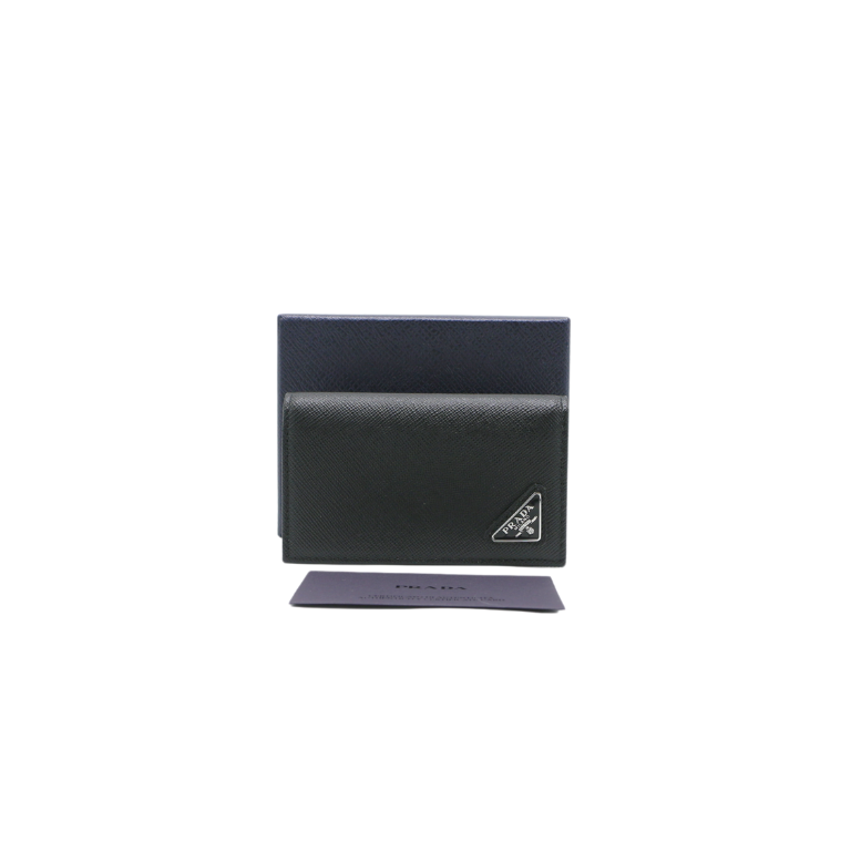 [Prada-20306] Prada Saffiano Leather Card Holder Black