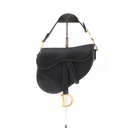 Christian Dior Saddle Bag Leather Shoulder Bag Black
