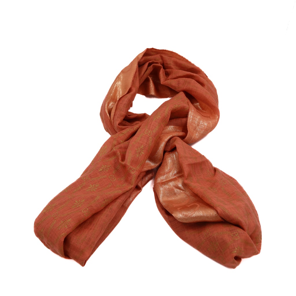 [Gucci-20464] Gucci Shiny Scarf Pink 600995 In Size 70x210
