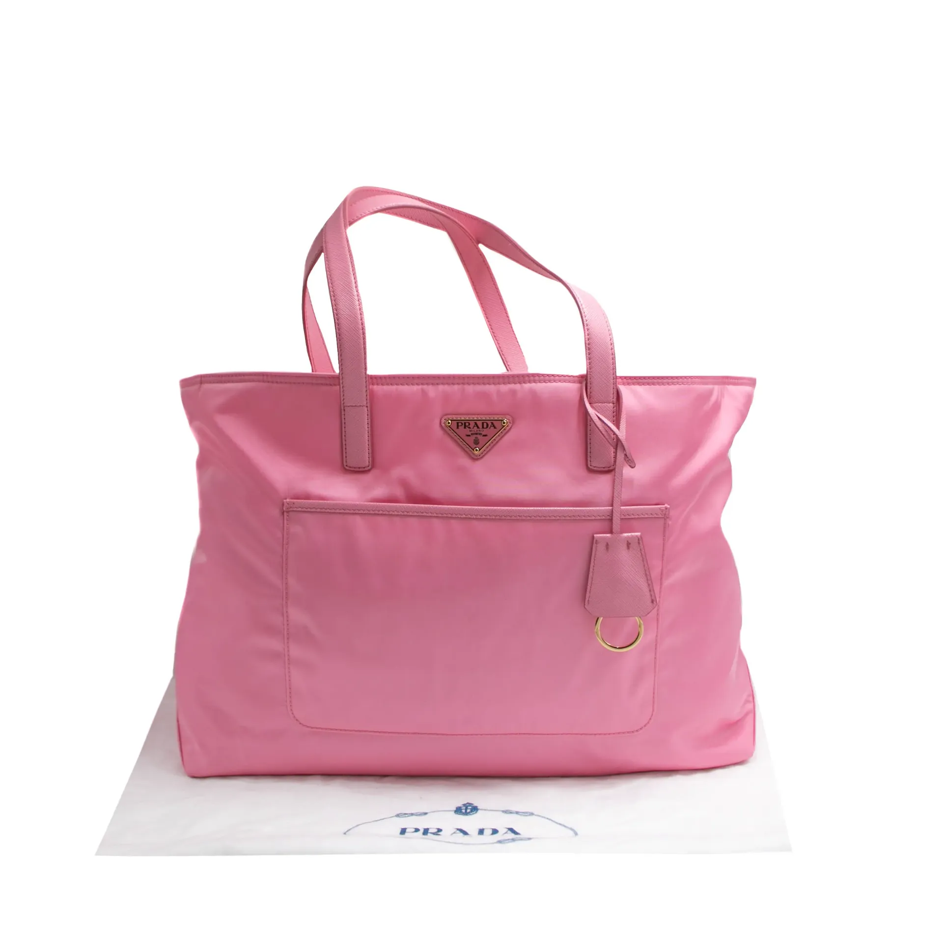 [Prada-21080] Prada Tessuto Nylon Saffiano Shopping Tote Begonia