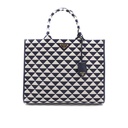 Baltic Blue/Chalk White Large Prada Symbole Embroidered Fabric Handbag