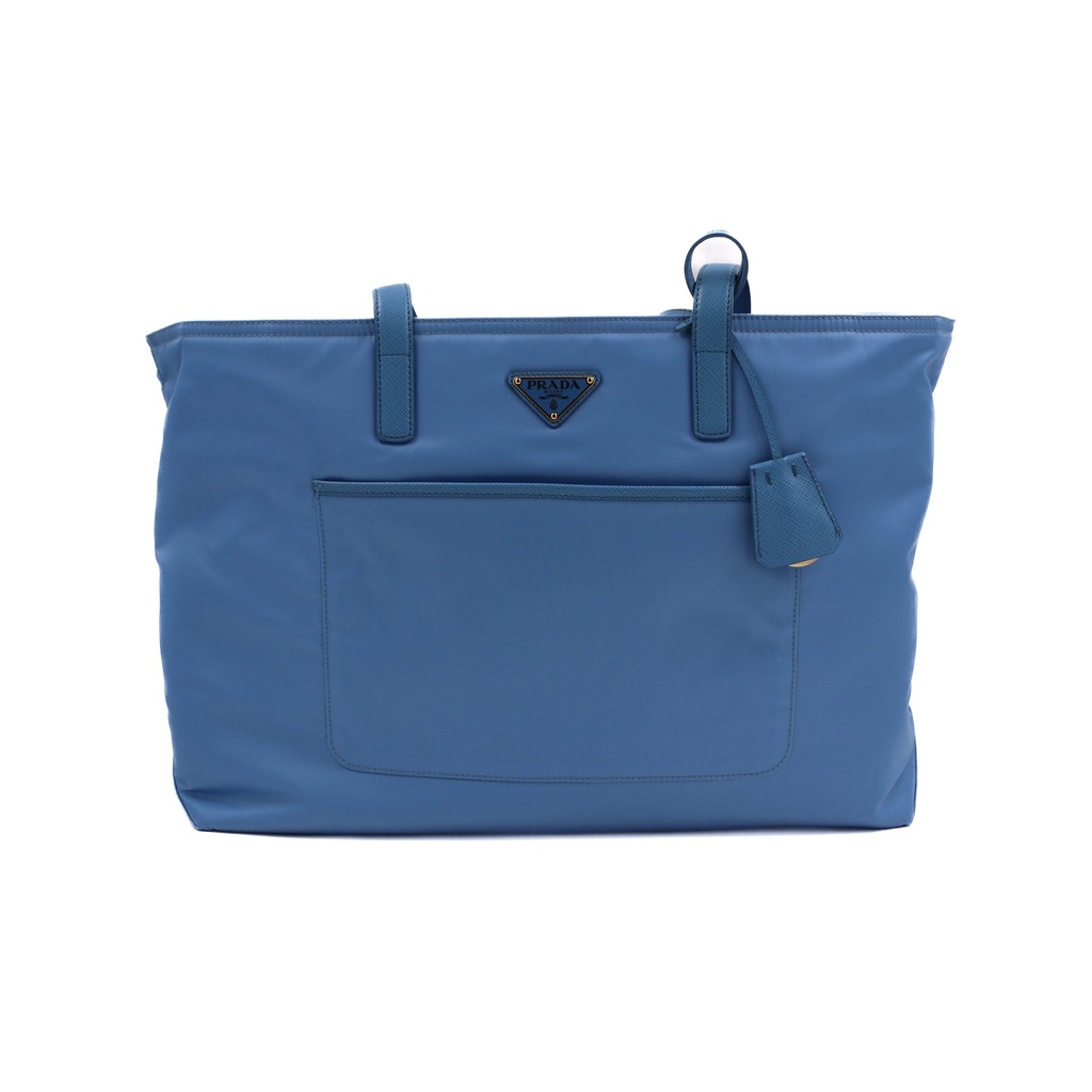 [Prada-21143] Prada Tessuto Nylon Saffiano Shopping Tote Blue