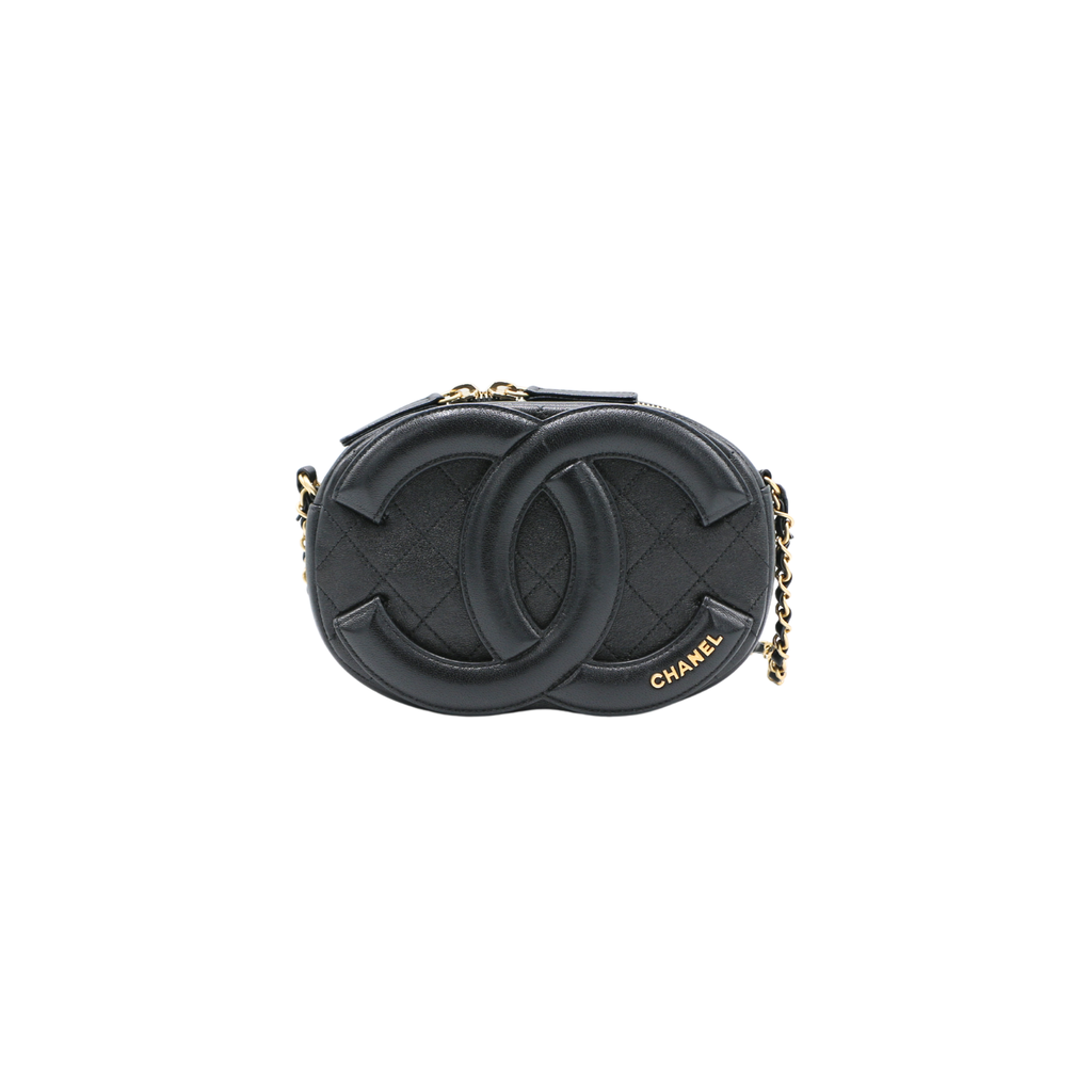 Chanel Lambskin Quilted Coco Midnight Camera Case Black