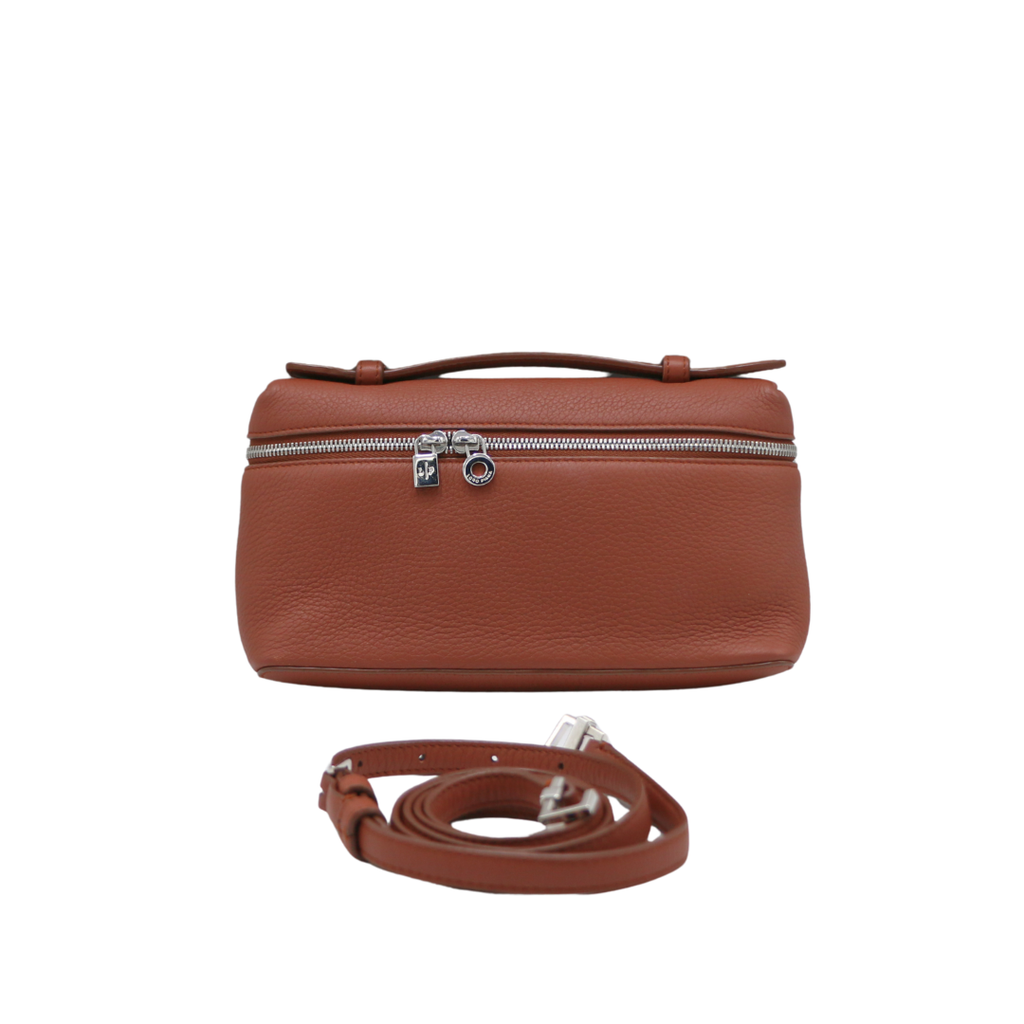 Loro Piana Grained Calfskin L19 Extra Pocket Pouch Kummel