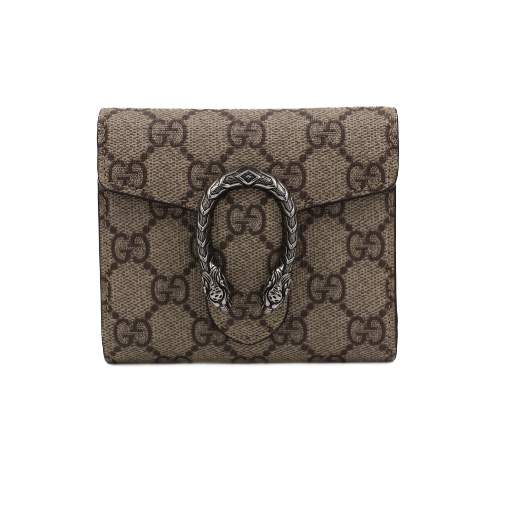 Gucci  Dionysus GG Supreme Canvas Card Case Wallet Beige 627073