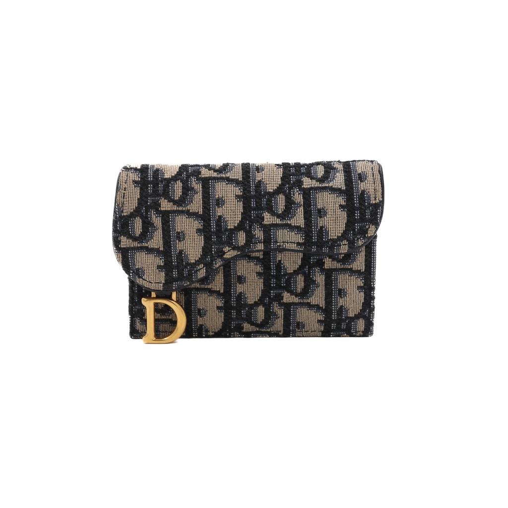 Christian Dior  Oblique Saddle Wallet Blue