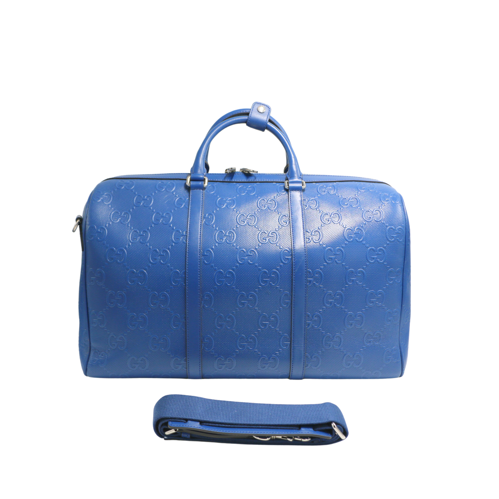 [Gucci-21946] Gucci GG Embossed Large Duffle Blue