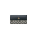 Gucci GG Marmont Leather Continental Wallet Brown and Blue 456116