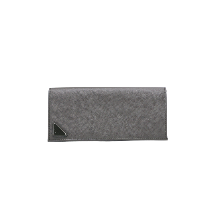 [Prada-22285] Prada Saffiano Long Folded Wallet Gray