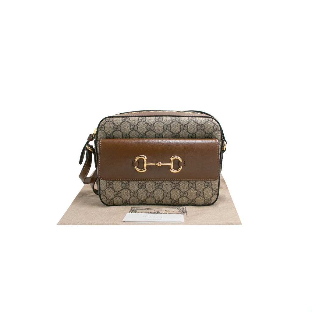 Gucci GG Supreme Horsebit Shoulder Bag Brown 645454