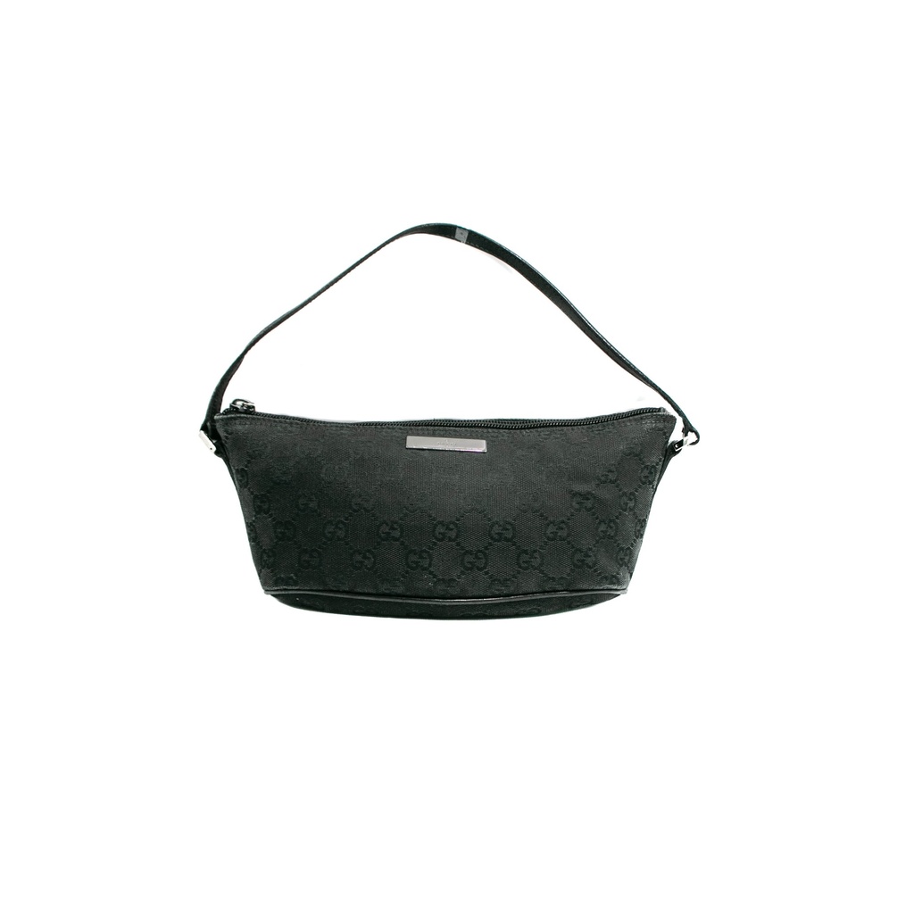 Gucci GG Canvas Leather Accessory Pouch Bag 07198