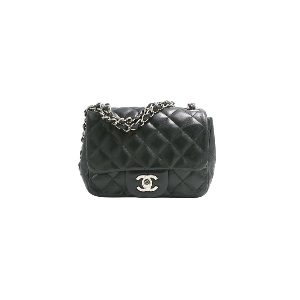 [CHANEL-22591] Chanel Lambskin Quilted Mini Square Flap Black