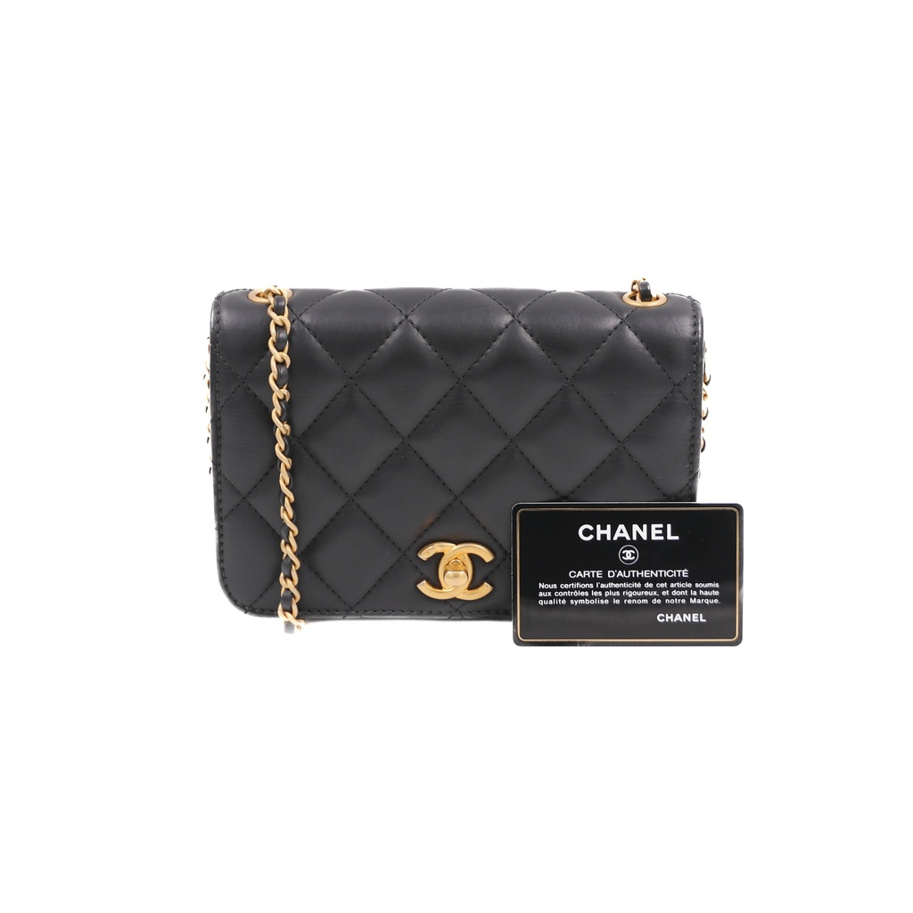 [CHANEL-22954] Chanel Quilted Lambskin Black Flap Shoulder Bag