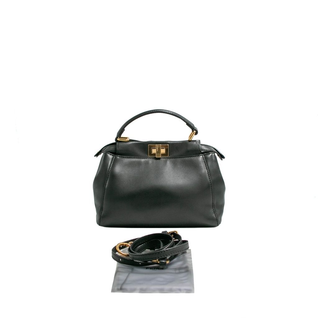 [Fendi-22964] Fendi Peekaboo Small Leather Bag Black