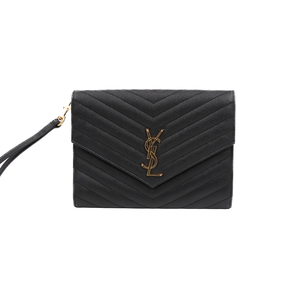 [Yves-Saint-Laur-23051] Yves Saint Laurent Cassandre Envelope Black Pouch