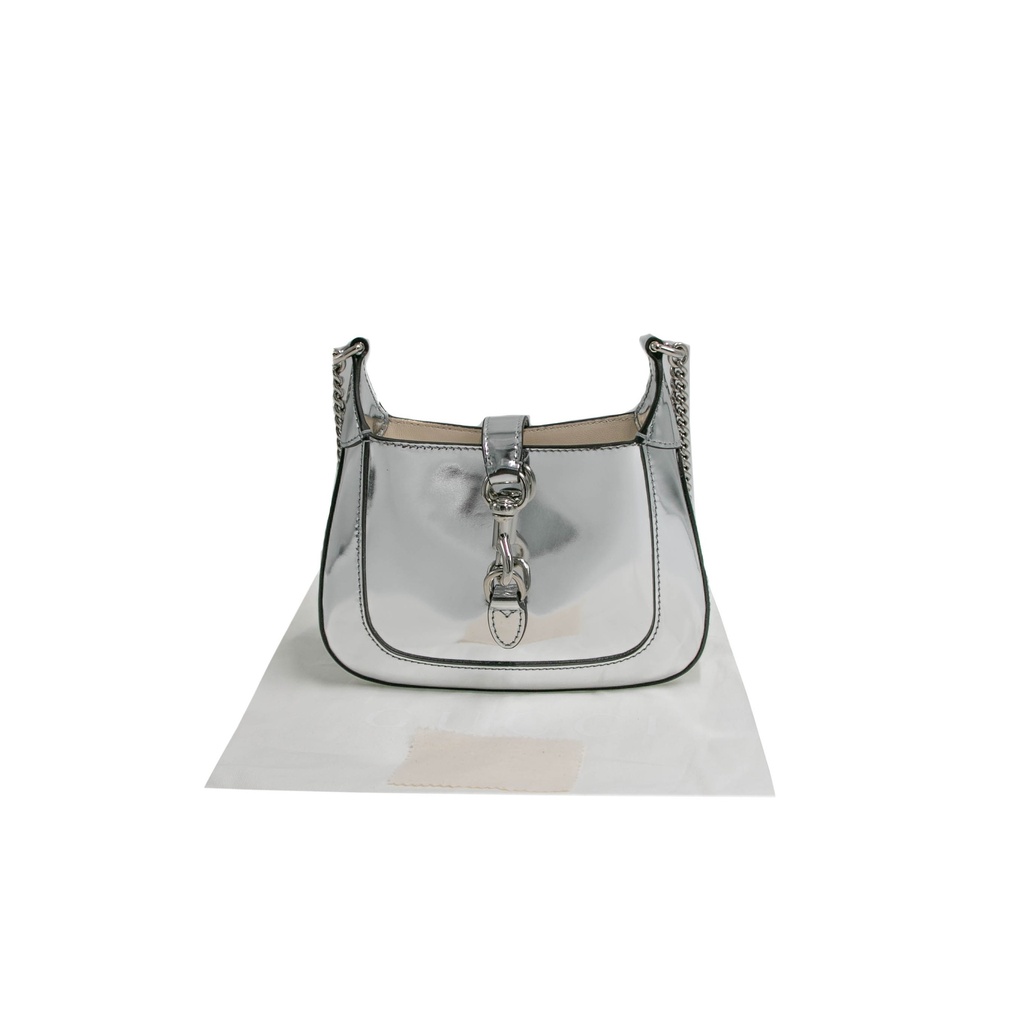 [Gucci-23421] Gucci Mini Jackie Patent Leather Silver 782889