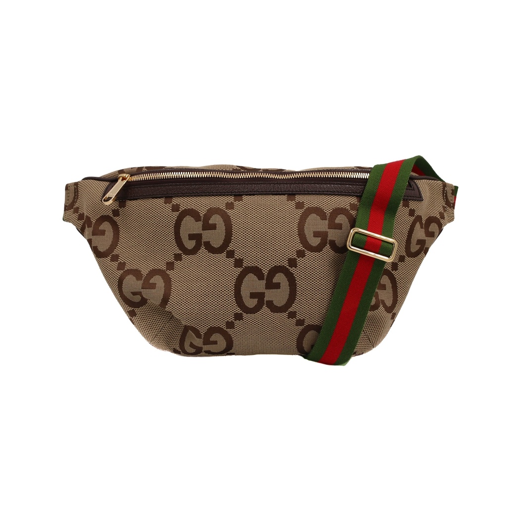 Gucci Jumbo GG Canvas Leather Belt Bag Camel 696031