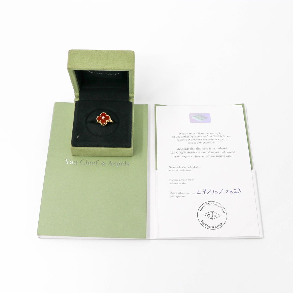 Van Cleef Vintage Alhambra Ring 1PD Carnelian 54 JF561086 2023