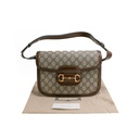 Gucci GG Supreme Horsebit 1955 PVC & Leather Shoulder Brown 602204