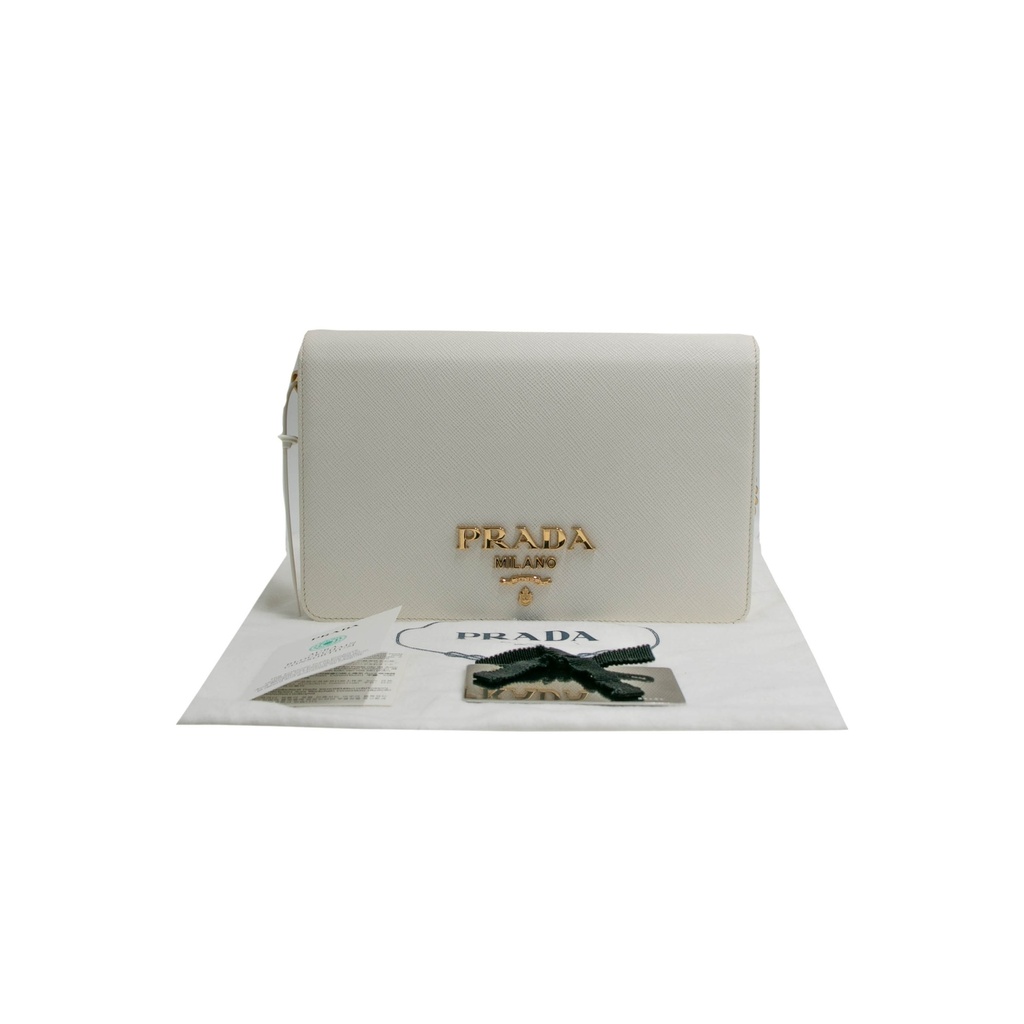 [Prada-23832] Prada Saffiano Leather Mini Bag White
