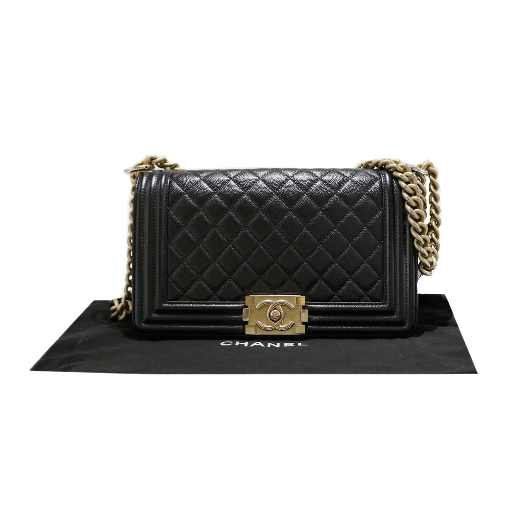 [CHANEL-24526] Chanel Calfskin Quilted Medium Boy Flap Black