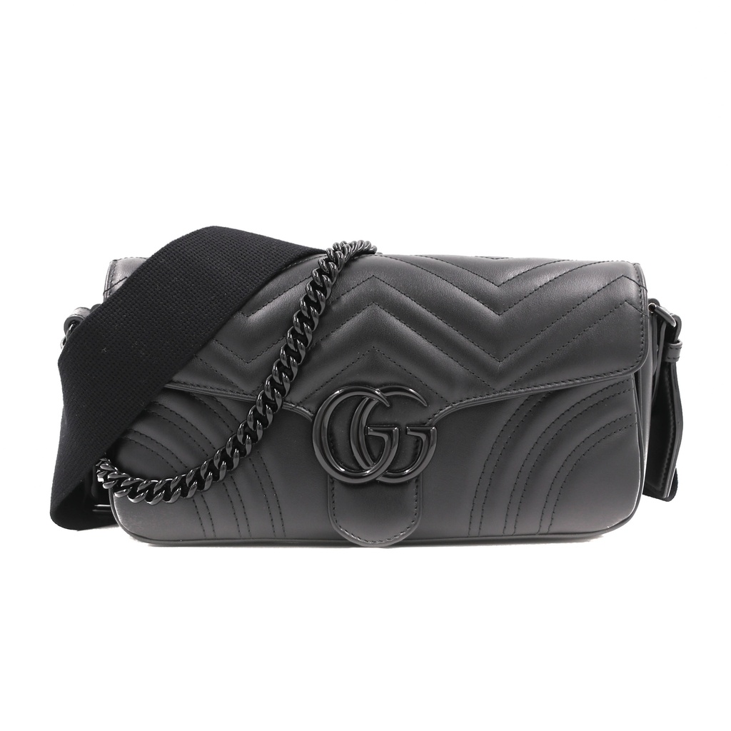Gucci GG Marmont small shoulder bag in Black leather 734814