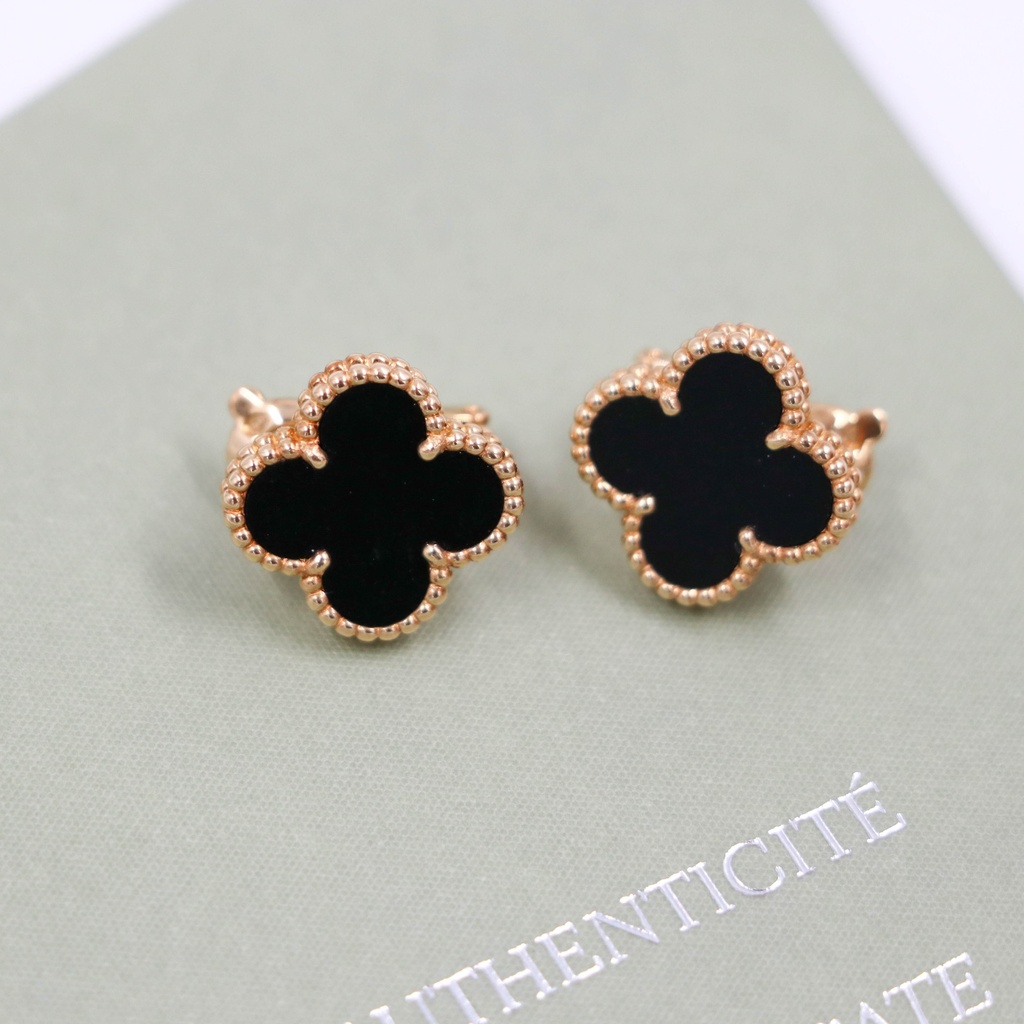Van Cleef Vintage Alhambra Earrings 750YG Onyx JA694292 2019