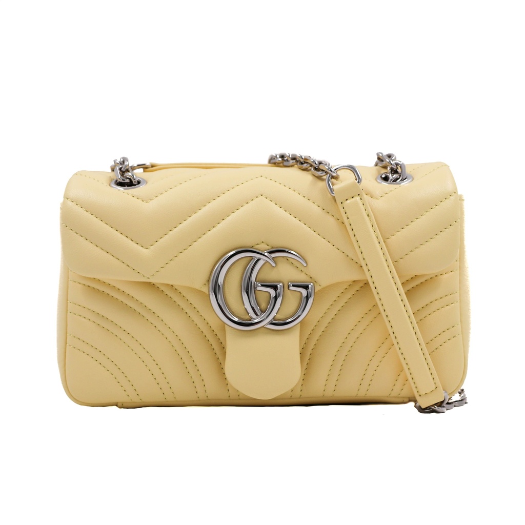 Gucci GG Marmont Small Shoulder Bag in Light Yellow Leather 837280
