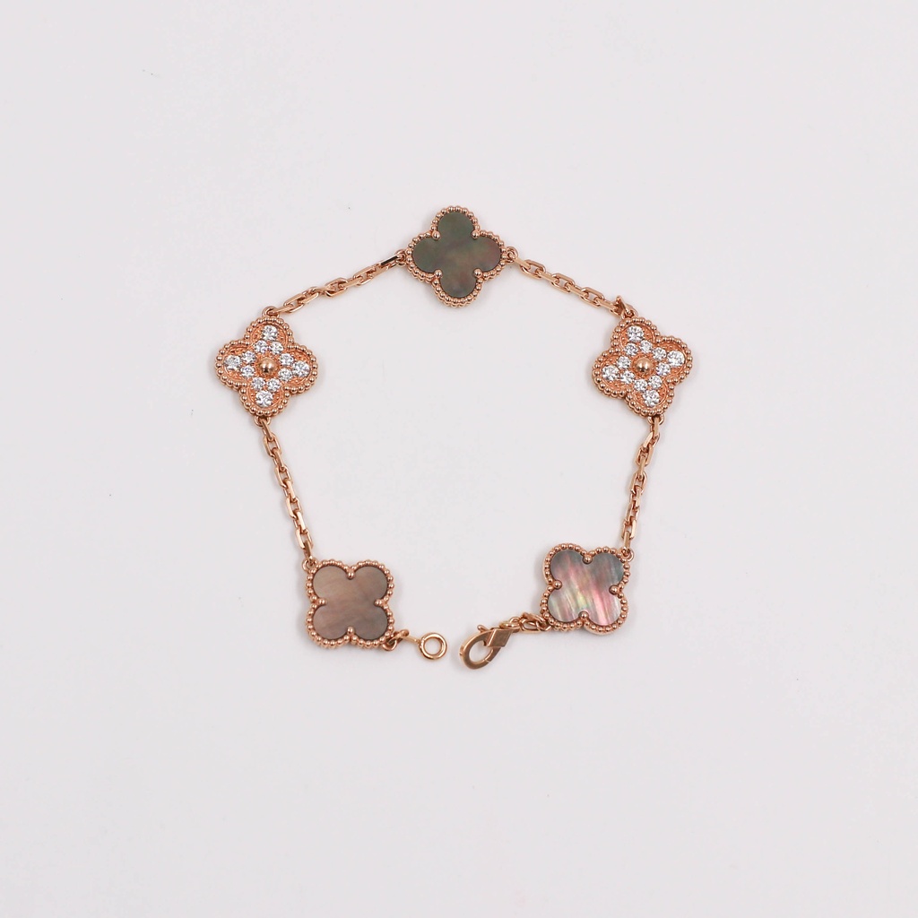 VCA Vintage Alhambra 5 Motif Bracelet 750PG MOP/Diamond JB692674 2020