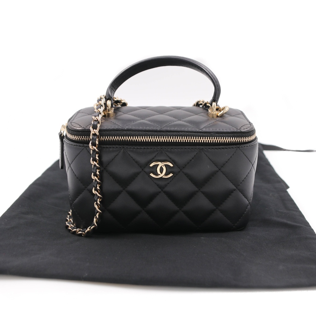 Chanel CC Logo Lambskin Vanity Case Bag