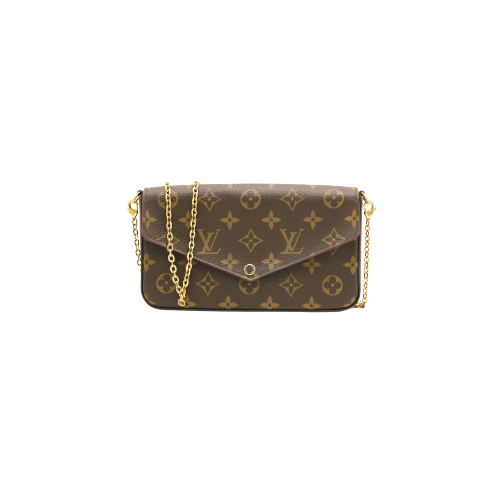 [Louis Vuitton-25371] Louis Vuitton Monogram Pochette Felicie Chain Wallet Fuchsia