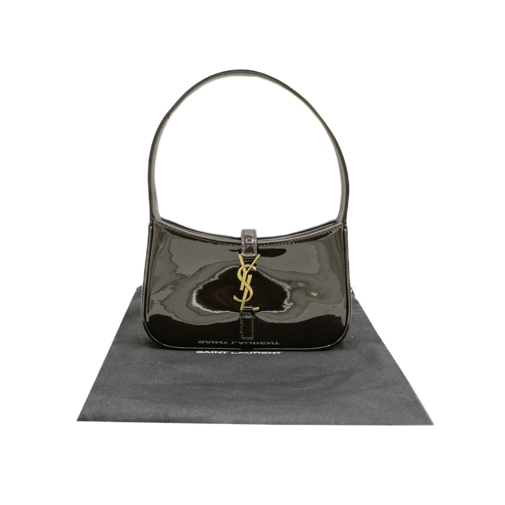 [Yves-Saint-Laur-25416] Yves Saint Laurent Mini Le 5 a 7  in Burgundy Patent Leather
