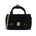 Chanel Velvet Quilted Mini Top Handle in Black