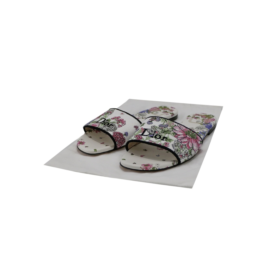 [Christian-Dior-25550] Christian Dior Dway Sandal Embroidered Multicolor Flower Size 37