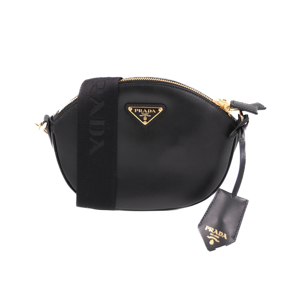 Prada Smooth Leather Mini Shoulder Bag in Black