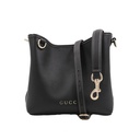 Gucci GG Emblem Black Leather Bucket Bag