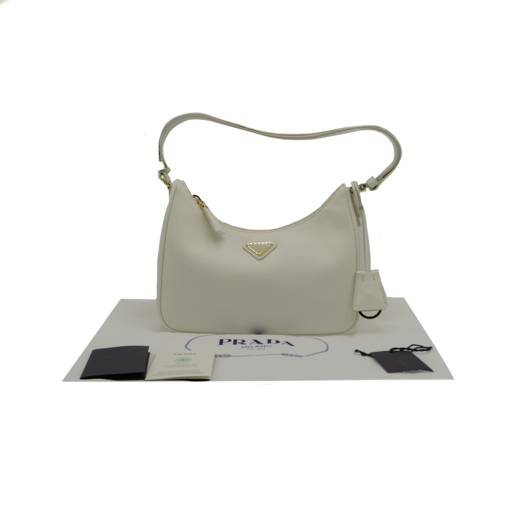 [Prada-26345] Prada Re-Edition 2005 Saffiano Shoulder Bag White