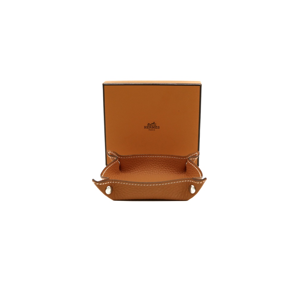 [Hermes-26377] Hermes Leather Orange Coaster