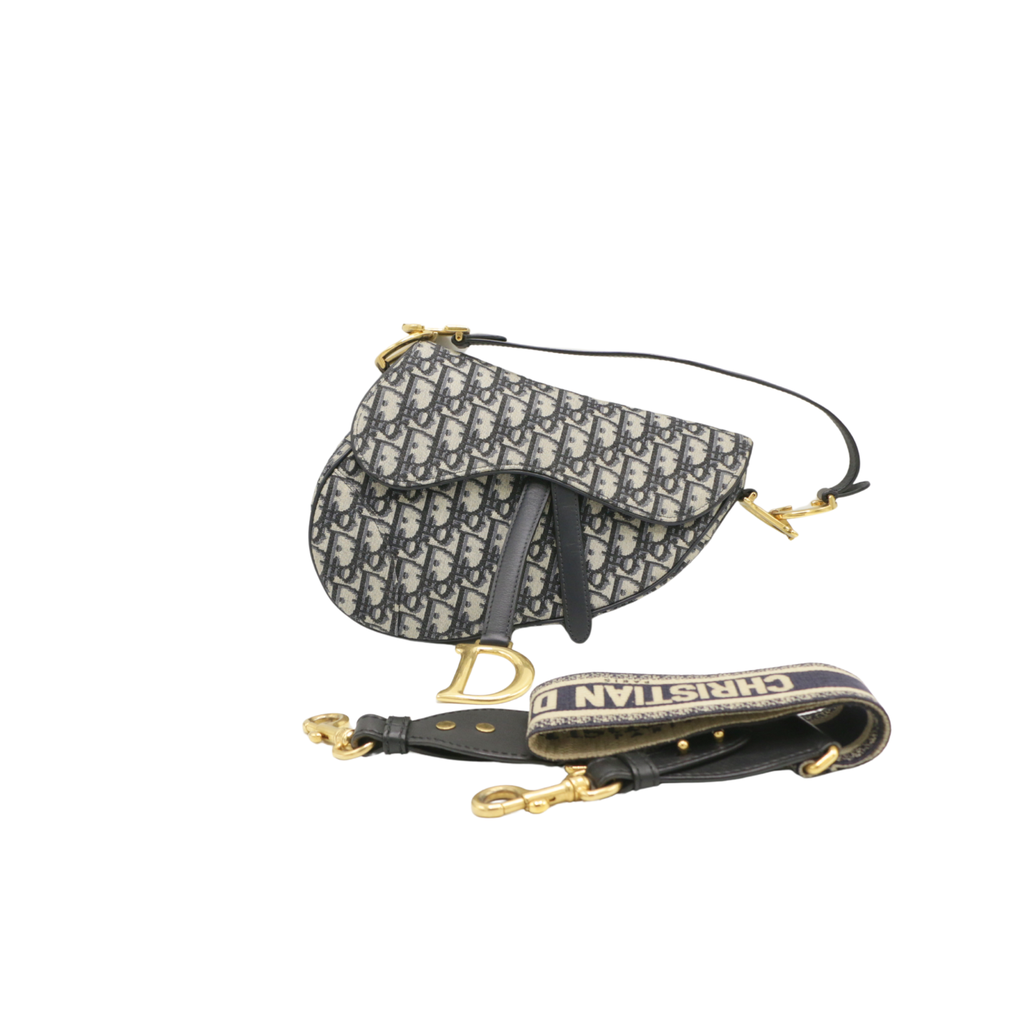 [Christian-Dior-26480] Christian Dior Oblique Jacquard Saddle Bag with Strap