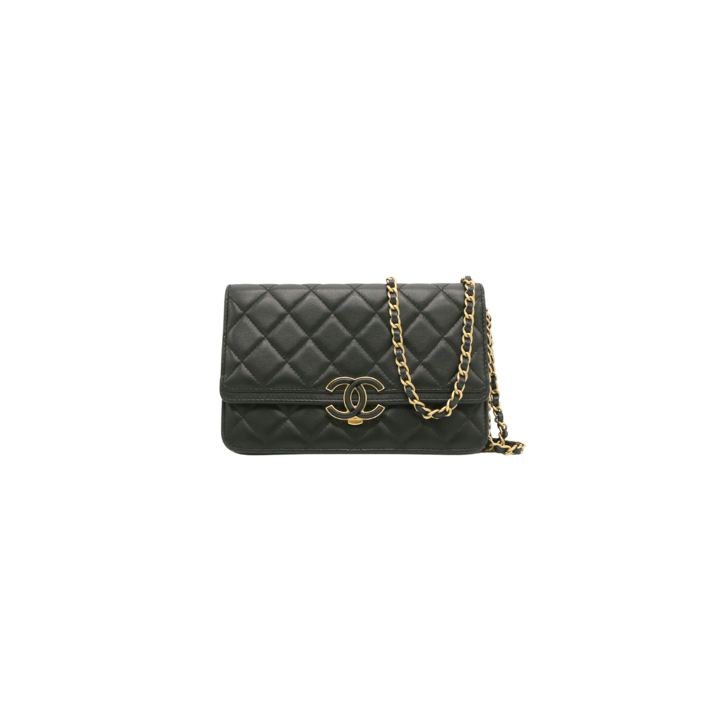 [CHANEL-26537] Chanel Classic Lambskin Wallet on Chain Black 