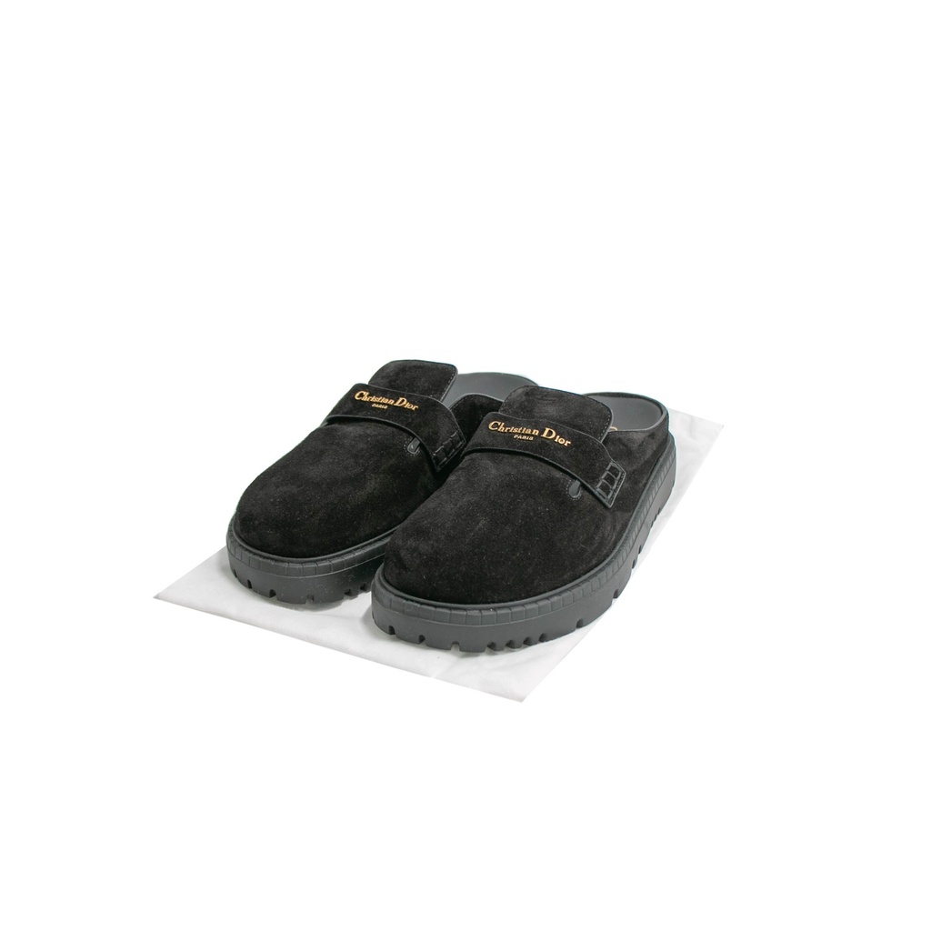 [Christian-Dior-26622] Christian Dior Boy Mule Black Suede Black Size 38 1/2