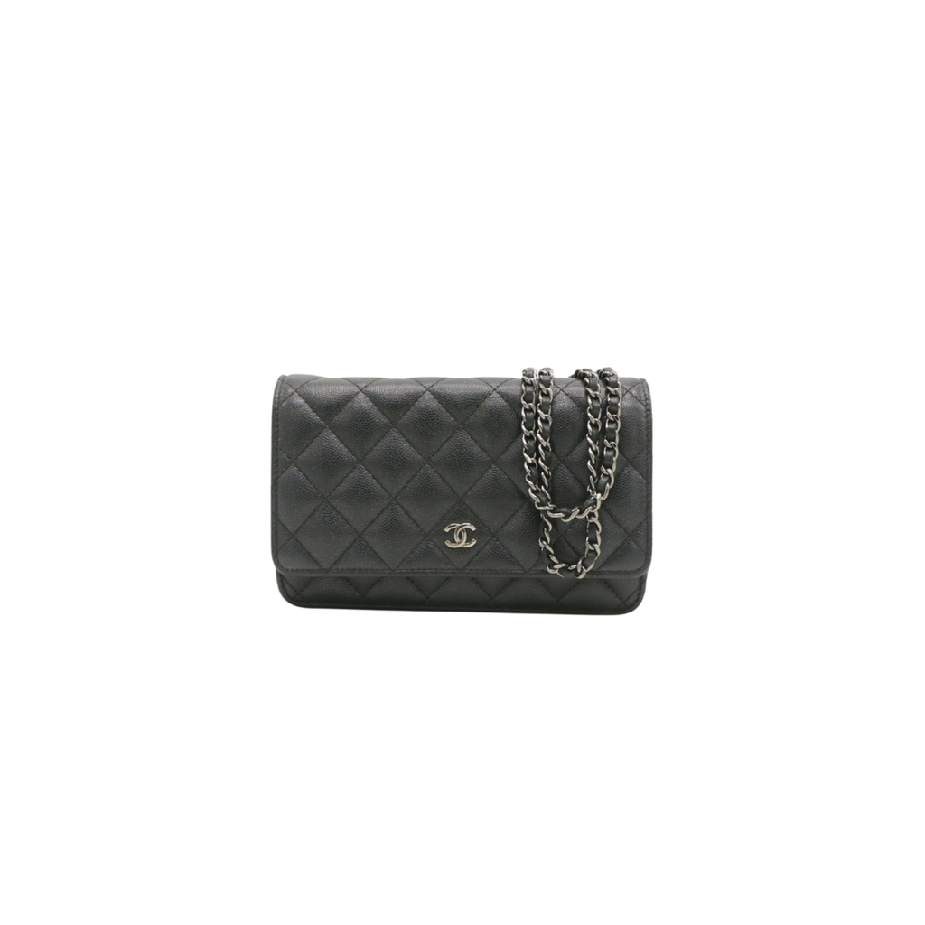 [CHANEL-26809] Chanel Caviar Wallet on Chain Black Silver Hardware