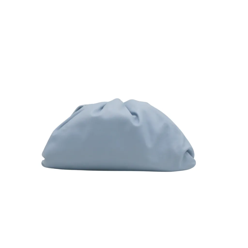 [Bottega-Veneta-26973] Bottega Veneta Smooth Butter Calf The Pouch Clutch Blue
