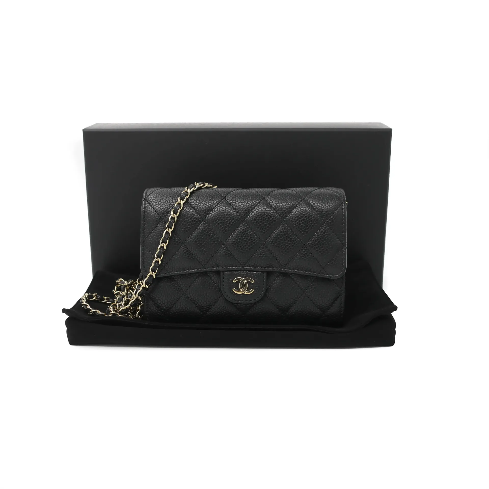 [CHANEL-28302] Chanel Caviar Wallet on Chain Black