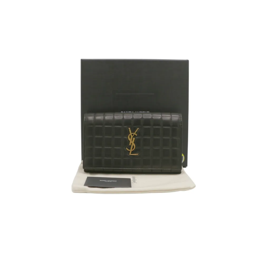 Yves Saint Laurent Cassandre Black Chain Wallet